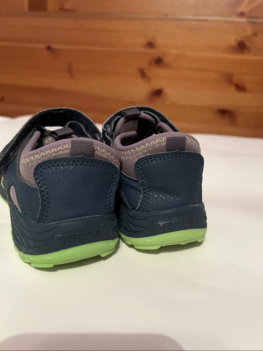 Merrell Hydro H20 Hiker Close Toe Sandals Navy Blue with Lime Accents Size 1